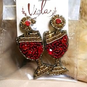 Wine Glass Seed Bead Earrings